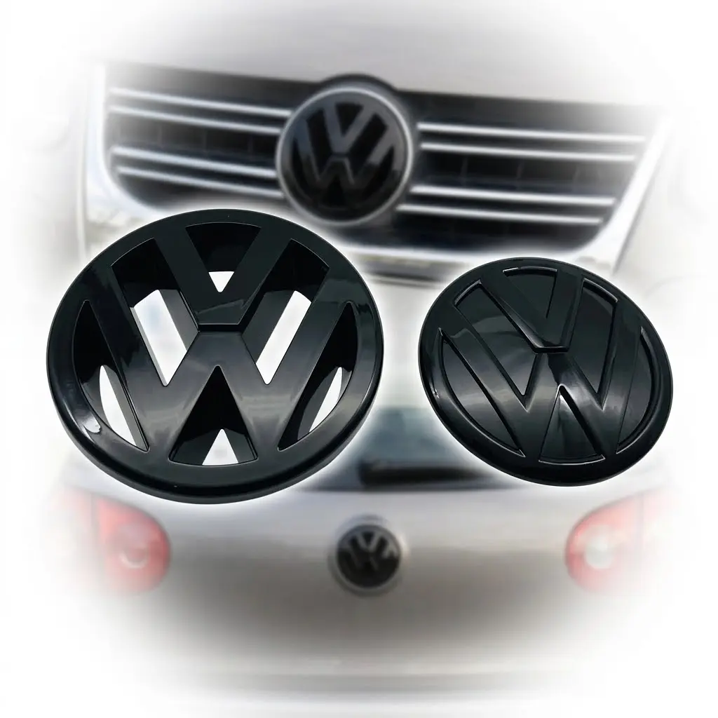Емблема передня+задня Volkswagen Golf V (MK5) чорна глянцева (d=125мм+110мм) пластик 2 шт - фото 2