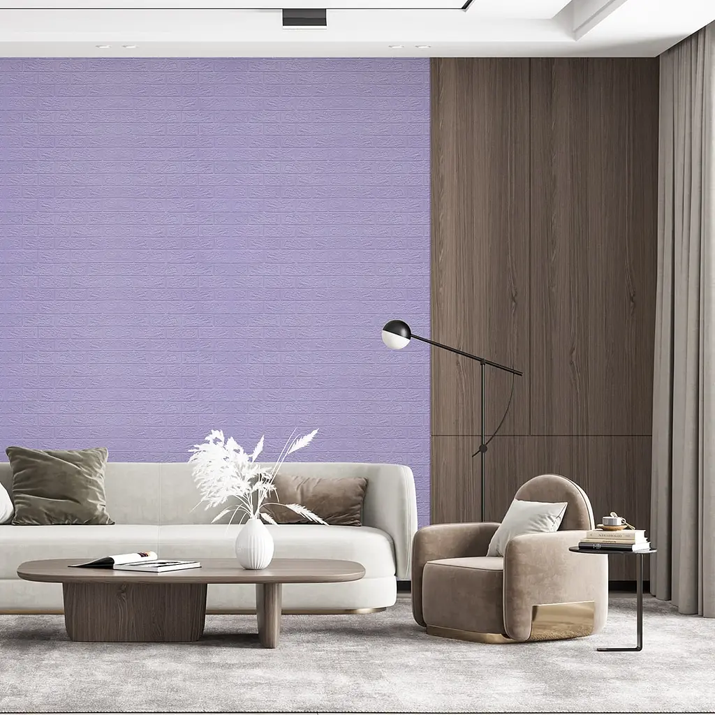 Самоклеюча декоративна 3D панель 3D Loft під світло-фіолетову цеглу в рулоні 3080x700x3мм - фото 7