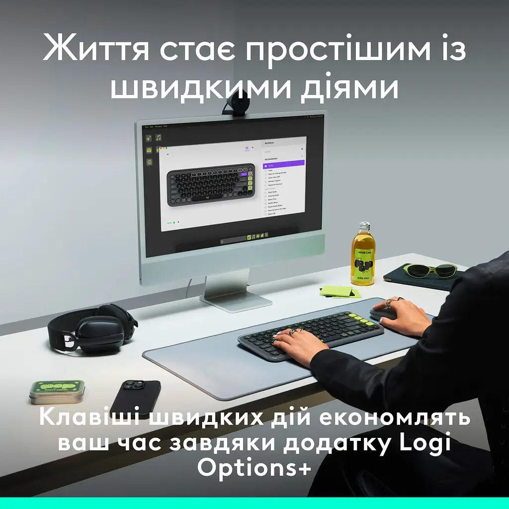 Клавиатура Logitech POP Icon Keys Bluetooth UA Graphite (920-013157) [118957] - фото 8