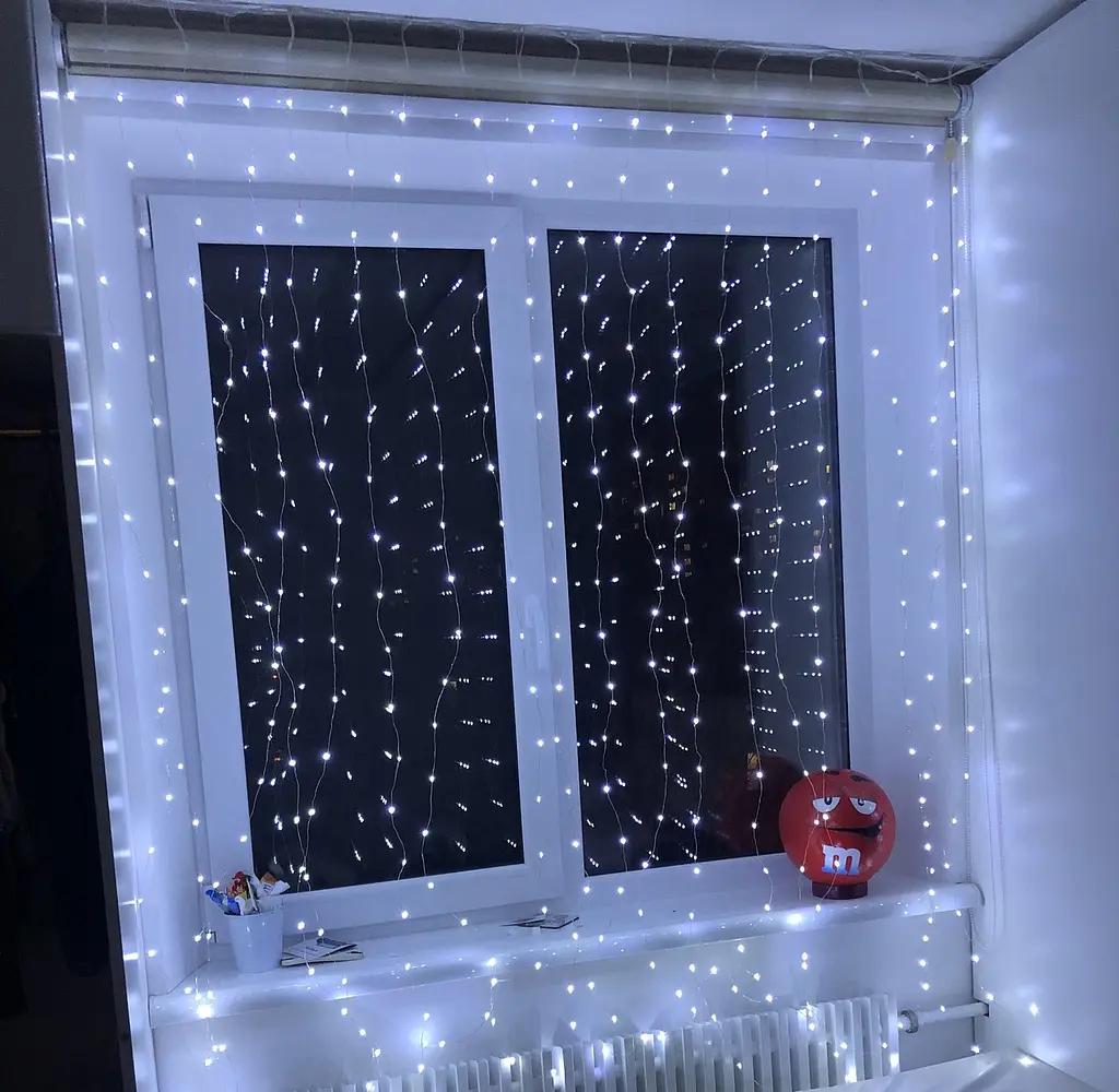 Гірлянда штора Водоспад 720 led 3х3м (прозорий провід, 15 ниток) Холодний білий - фото 4