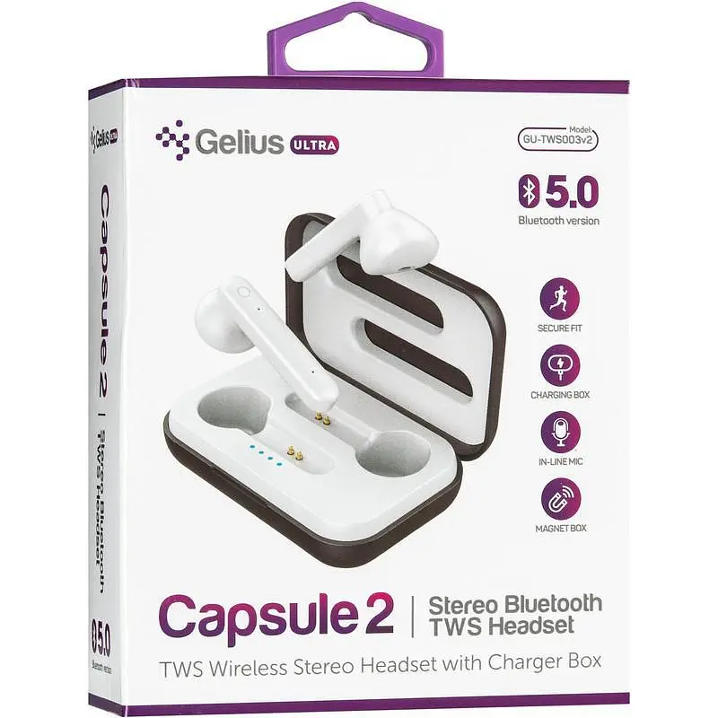 Бездротові навушники Bluetooth TWS Gelius Ultra Capsule 2 GU-TWS-003v2 White - фото 4