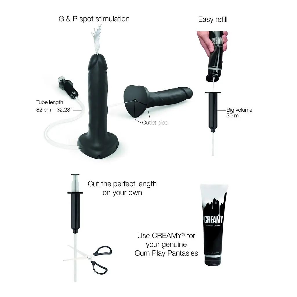 Закінчуючий фалоімітатор Strap-On-Me SQUIRTING CUM DILDO REALISTIC Black L - фото 2