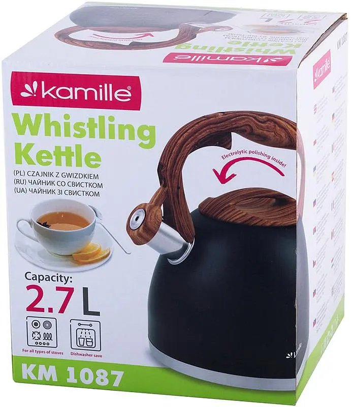 Чайник Whistling Kettle Black 2.7л зі свистком Kamille Ø20х23 см kuh0011111 - фото 8