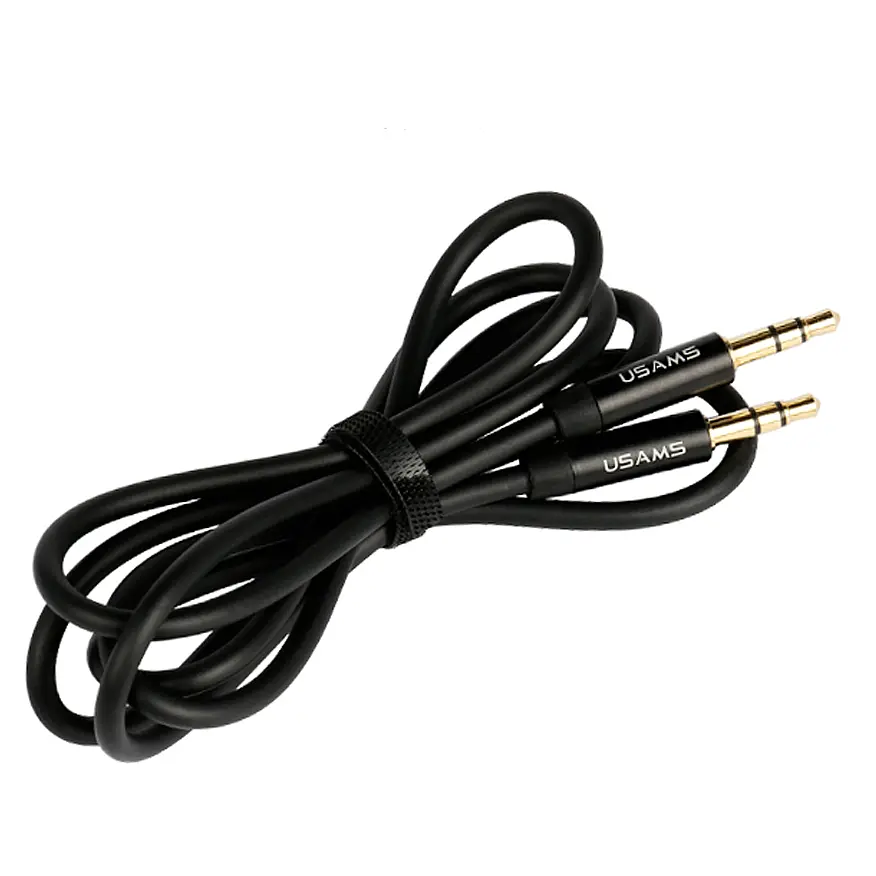 Кабель USAMS аудіо AUX 3.5 mm - 3.5 mm 1 м Чорний (6958444996875) - фото 4