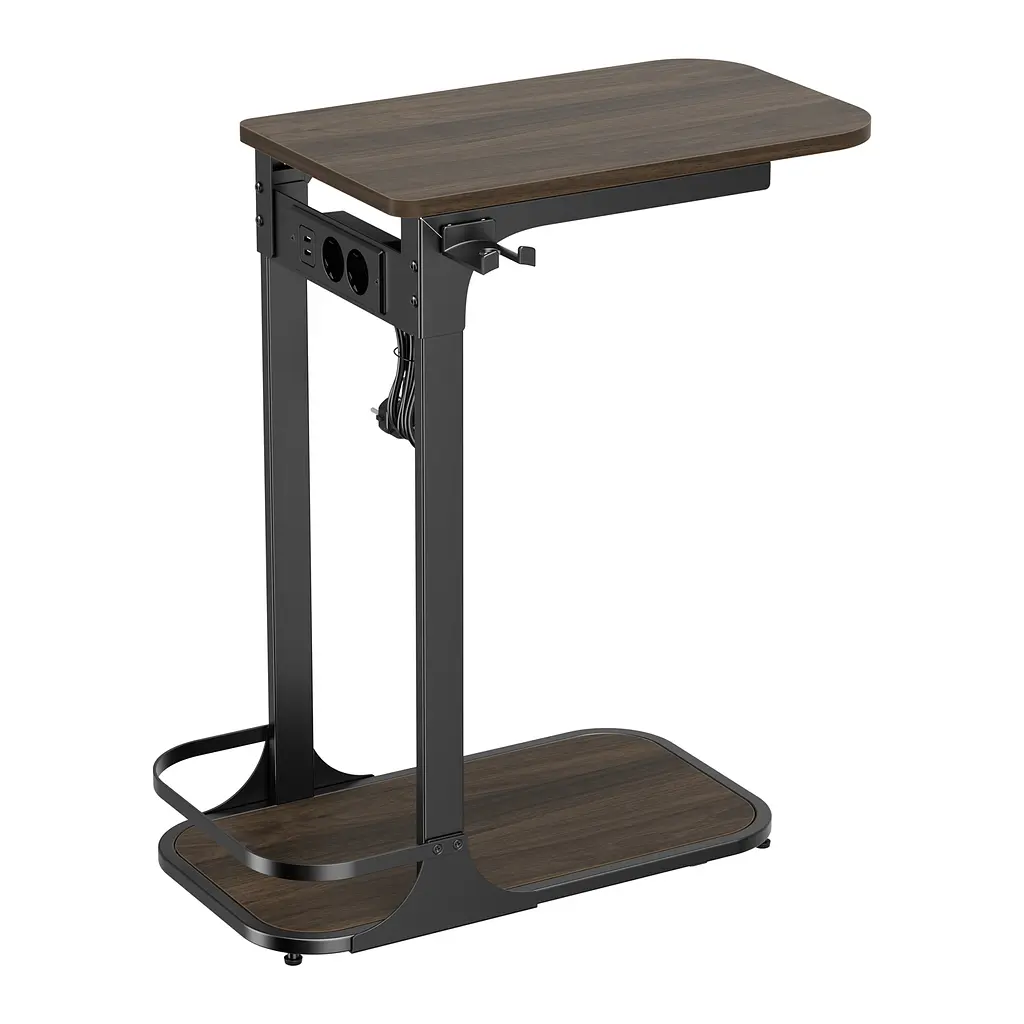 Приставний столик OfficePro Dark Wood Black із мереживим подовжувачем, USB-роз'ємами та тримачем для гарнітури (SD185DW) - фото 3