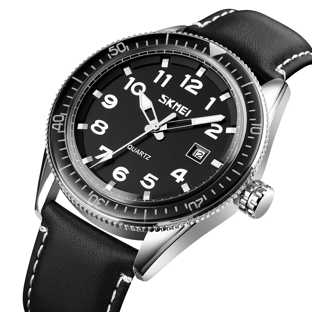 Наручний годинник чоловічий 9232LSIBK Silver-Black Leather Skmei acs0029857 - фото 2
