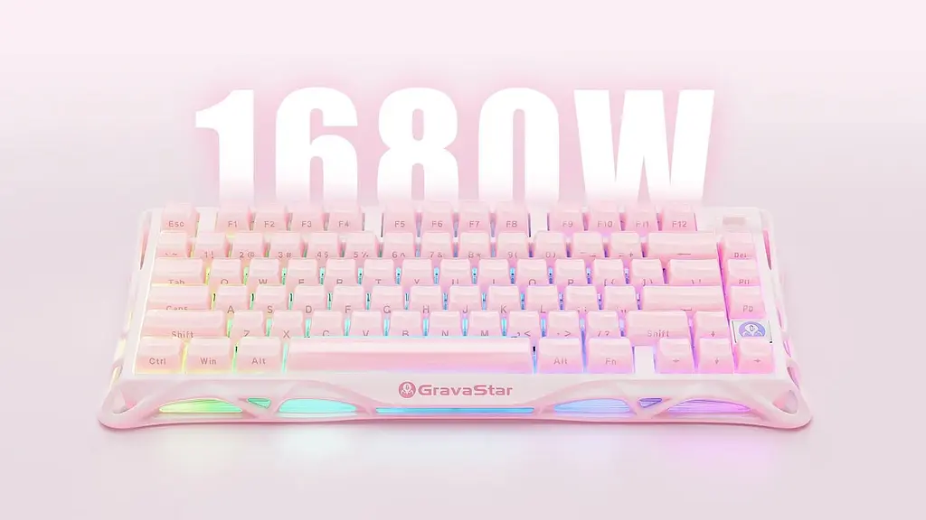 Клавиатура GravaStar Mercury K1 80keys Kailh Cheery Pink EN/UKR Sakura Pink (GS_K1_P_PNK) - фото 14