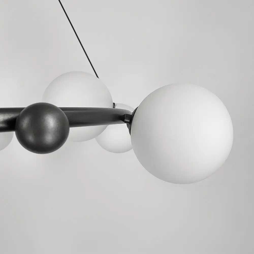 Кольцевая люстра с 12 белыми плафонами Ø 100 см | Line F | Ст. MJ295/12 BK+WT - фото 2