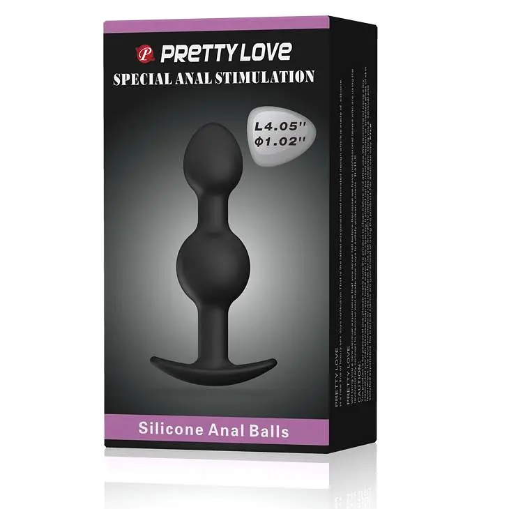 Анальна пробка Pretty Love silicone Anal balls 10.4 см (чорний) - фото 8