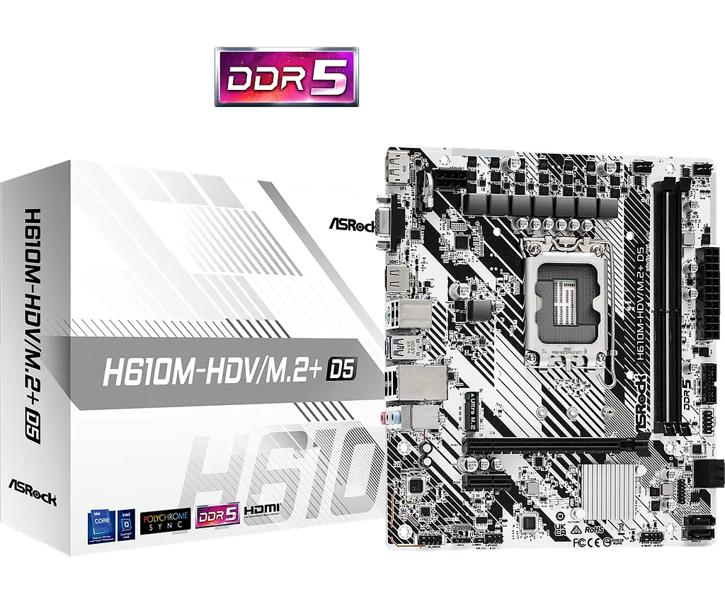 Материнська плата ASRock H610M-HDV/M.2+ D5 LGA 1700 (H610M-HDV/M.2+ D5) - фото 5