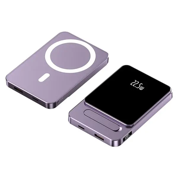 Внешний аккумулятор магнитный A77 MagSafe 22.5W 5000 mAh power bank фиолетовый - фото 2
