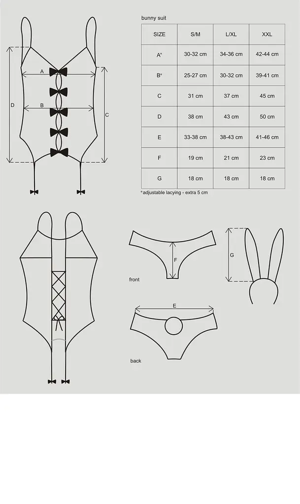 Еротичний костюм зайчика Obsessive Bunny suit 4 pcs costume pink L/XL, рожевий, топ з підв’язками - фото 7