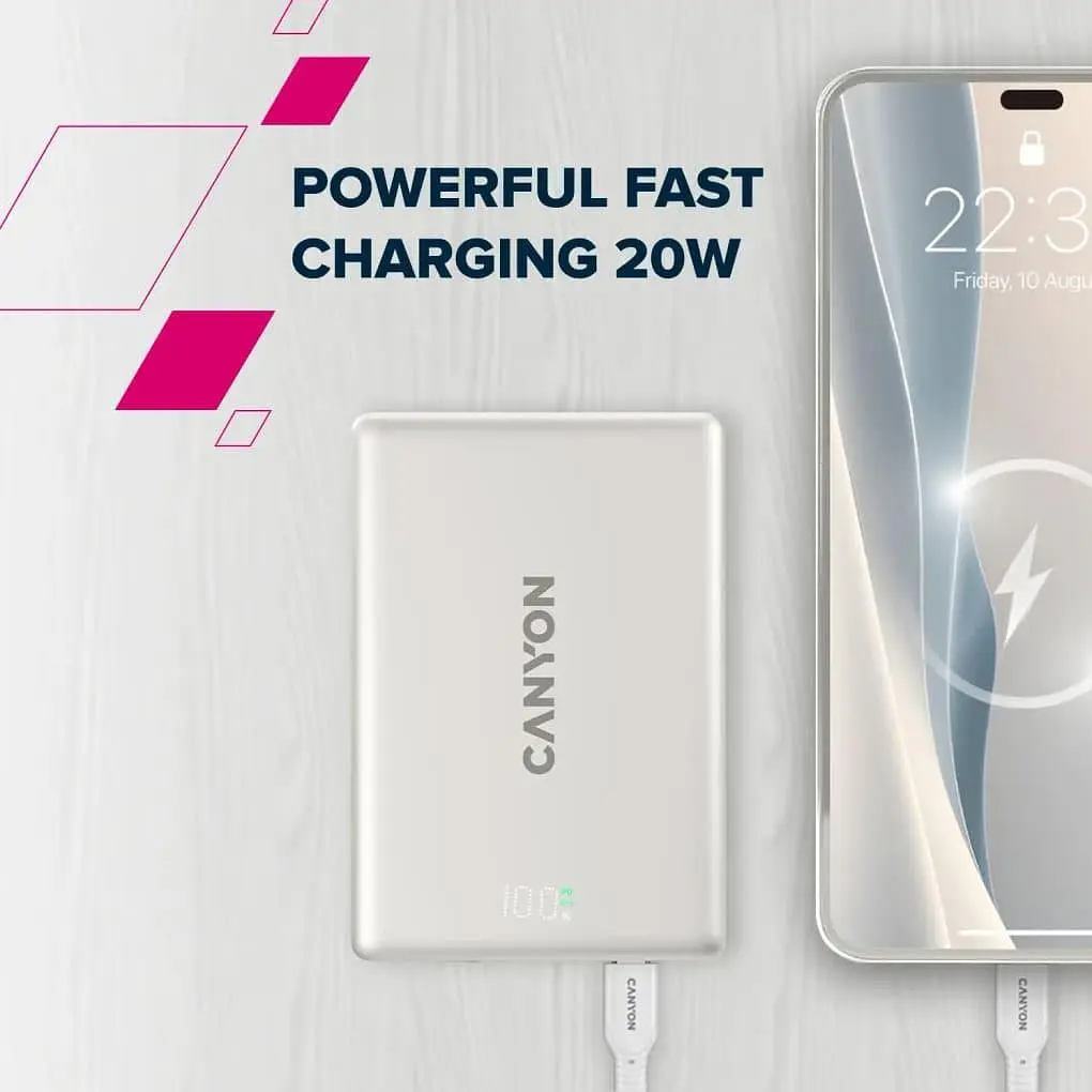 Павербанк Canyon Magnetic Gray 5 000 mAh / 20 Вт (CNS-CPB500G) - фото 7