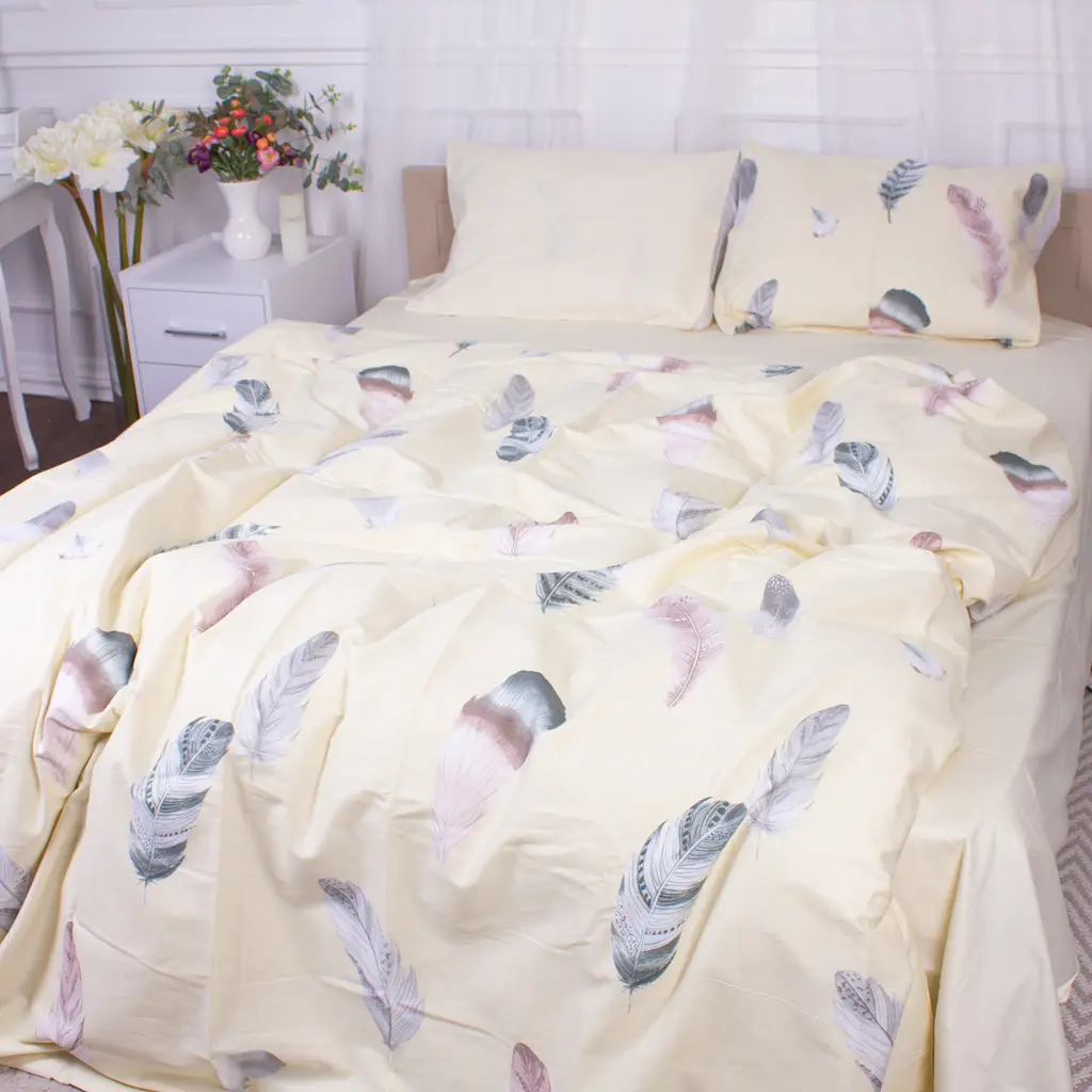 Наволочка MirSon Feathers 22-1351, сатин, 40х40 см, бежева - фото 3