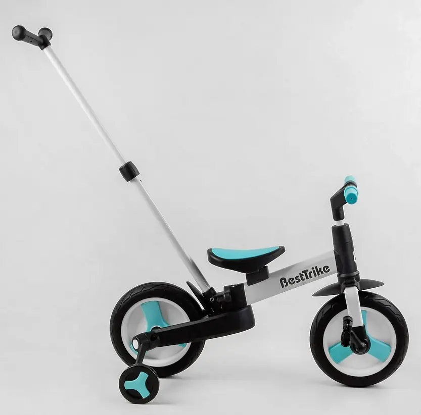 Велосипед-трансформер 56659 Best Trike колеса PU 10’’, родительская ручка, съемные педали, в коробке (6989228360032) - фото 4