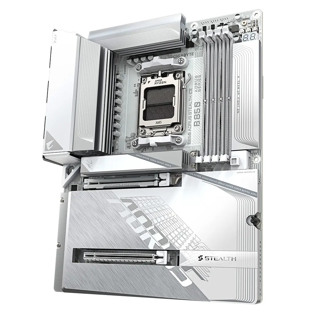 Материнская плата B850 A STEALTH ICE sAM5 B850 4xDDR5 M.2 HDMI ATX белый Gigabyte teh0019088 - фото 4