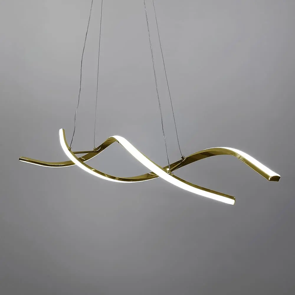 Удлиненная волнообразная люстра в золотом корпусе длиной 100 см | Ст. H 18L-1000 GD Line F - фото 3