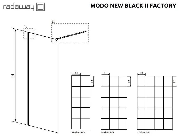 Душова перегородка Radaway Modo New Black II Factory 160 см профиль чорний 389164-54-55 - фото 4