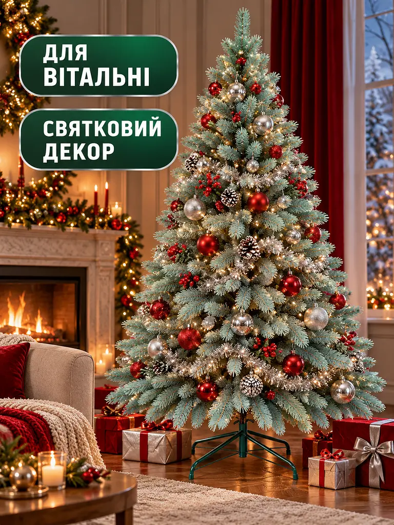 Лита штучна ялинка YaLINKA BB21 Верховина 210 см на металевій підставці, блакитна (49676434) - фото 8