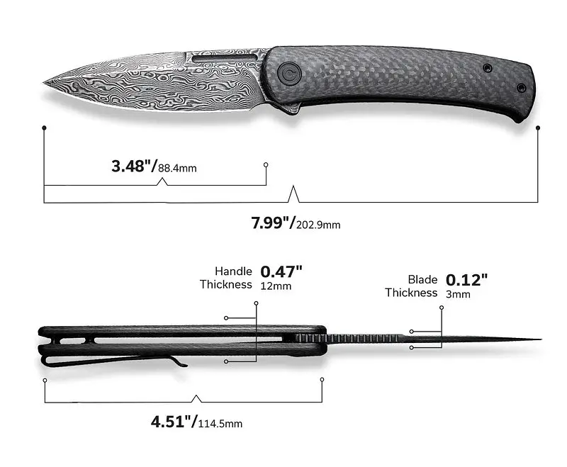 Нож складной Civivi Caetus C21025C-DS1 Damascus Blade - Carbon - фото 10