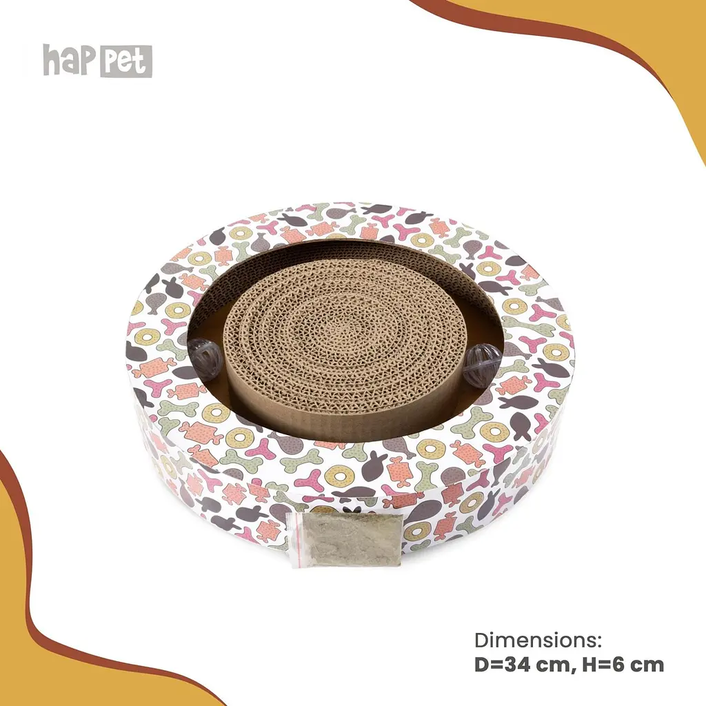 Happet Картонна кігтеточка "SHENZI"+Котяча м'ята, діаметр — 34 см, висота — 6 см (DK13) - фото 3