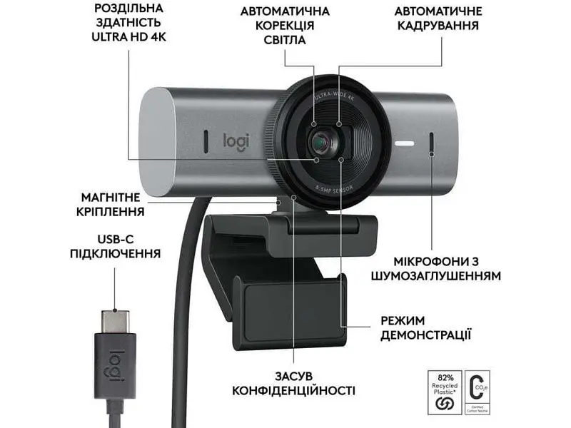 Веб-камера Logitech MX Brio 705 for Business 4K Graphite (960-001530) - фото 9