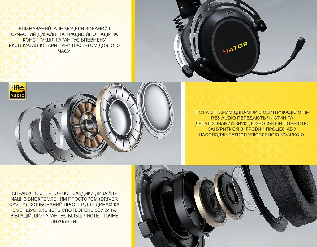 Ігрові навушники з мікрофоном HATOR ESH-50 HYPERGANG 3 SyncHUB USB 7.1 Hi-Res Black - фото 8