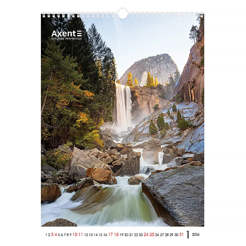 Календар настінний Axent А3 Waterfalls 2026 рік (8804-26-2-A) - фото 2