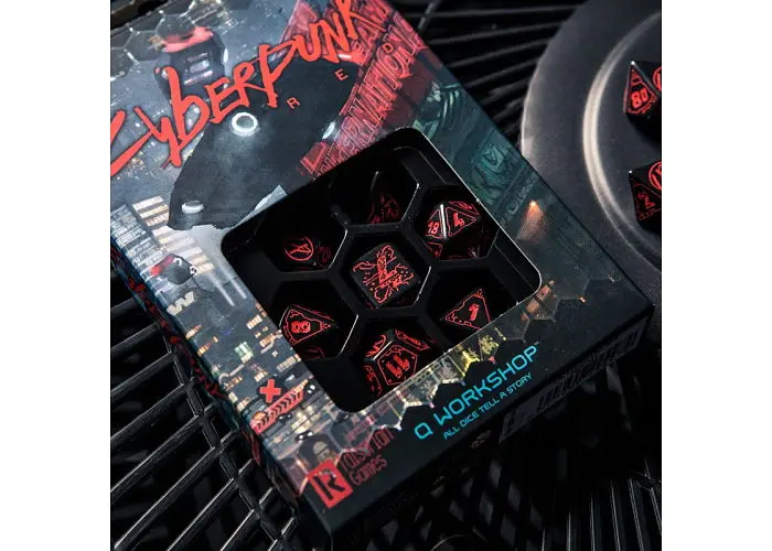 Набор кубиков Cyberpunk Red Dice Set - Blood over Chrome , 7 шт. (SCPU01) - фото 6