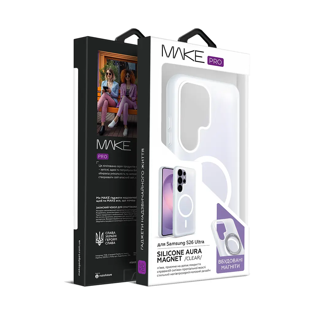 Чохол MAKE Samsung S26 Ultra Silicone Aura Magnet Clear - фото 5