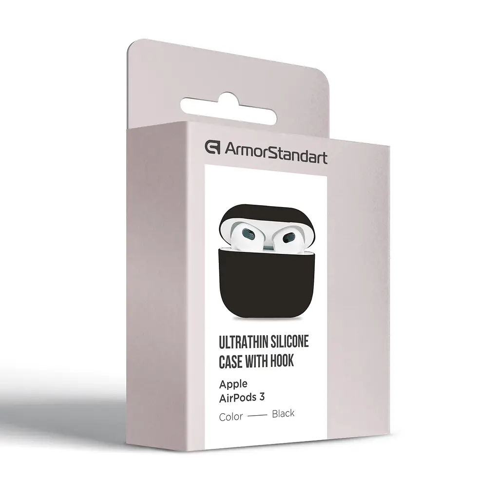 Силіконовий чохол для навушників Apple AirPods 3, Ultrathin Silicone Case, чорний, захисний чохол, ультратонкий і легкий, захист від подряпин і пилу, м"який силікон, ArmorStandart (ARM60297) - фото 3