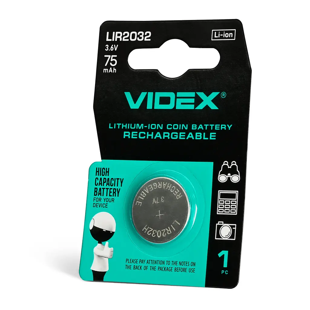 Акумулятор літієвий Videx LIR2032 BLISTER CARD 1 шт. (LIR2032 1B) - фото 2
