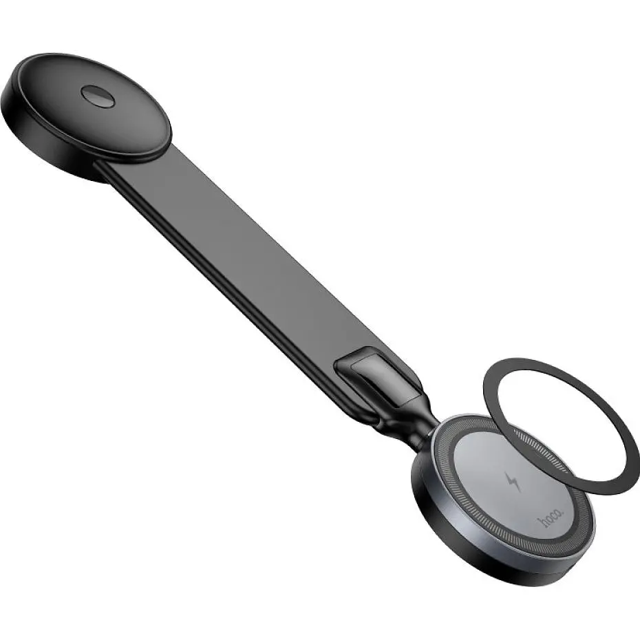 Автодержатель с беспроводной зарядкой Hoco HW29 Totem Ring Magnetic Wireless Black Metal Gray [140687] - фото 2