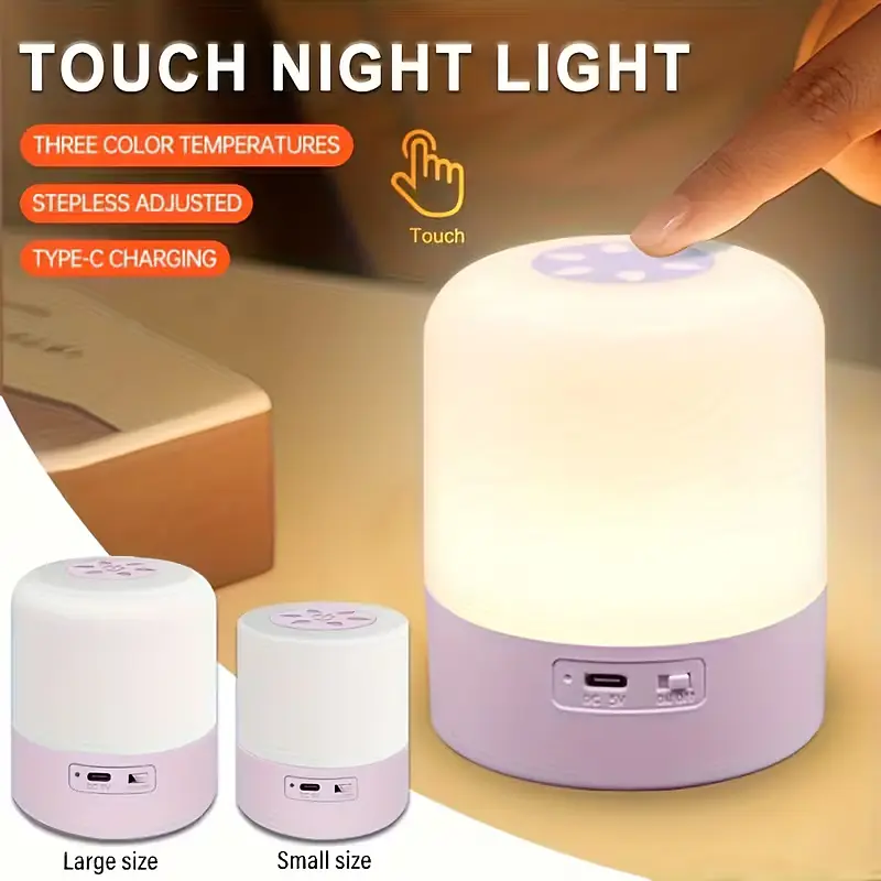 Led нічник лампа / Настільна USB лампа-нічник 360°/ Сенсорна / Акумуляторна / Декоративна / Purple - фото 3