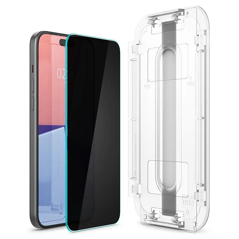 Защитное стекло антишпион Spigen Glass tR EZ Fit Privacy Transparency для iPhone 16 Plus | 15 Plus (2 шт.) (AGL06885) - фото 4