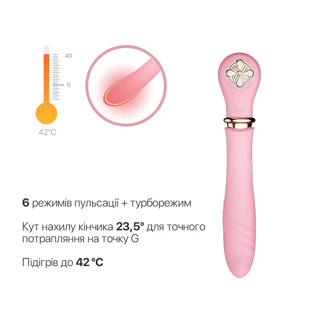 Пульсатор із підігрівом Zalo Sweet Magic - Desire Fairy Pink, турбо режим - фото 4