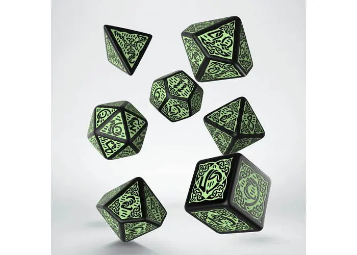 Набір кубиків Celtic 3D Revised Black & green Dice Set , 7 шт. (SCER21) - фото 2