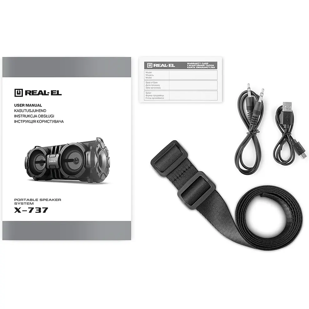 Портативна колонка бумбокс REAL-EL X737 Black - фото 8