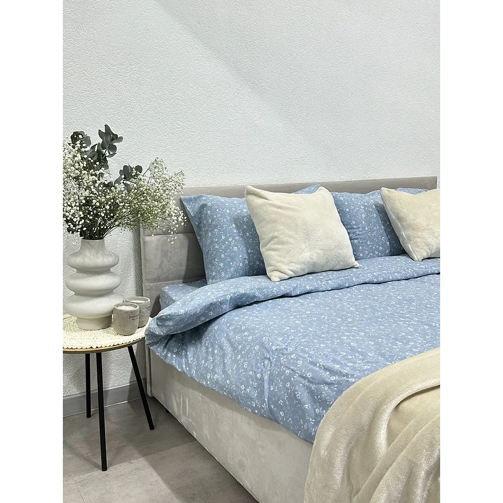 Комплект постельного белья Ecotton Евро 250958 Цветок на голубом (24282) - фото 3