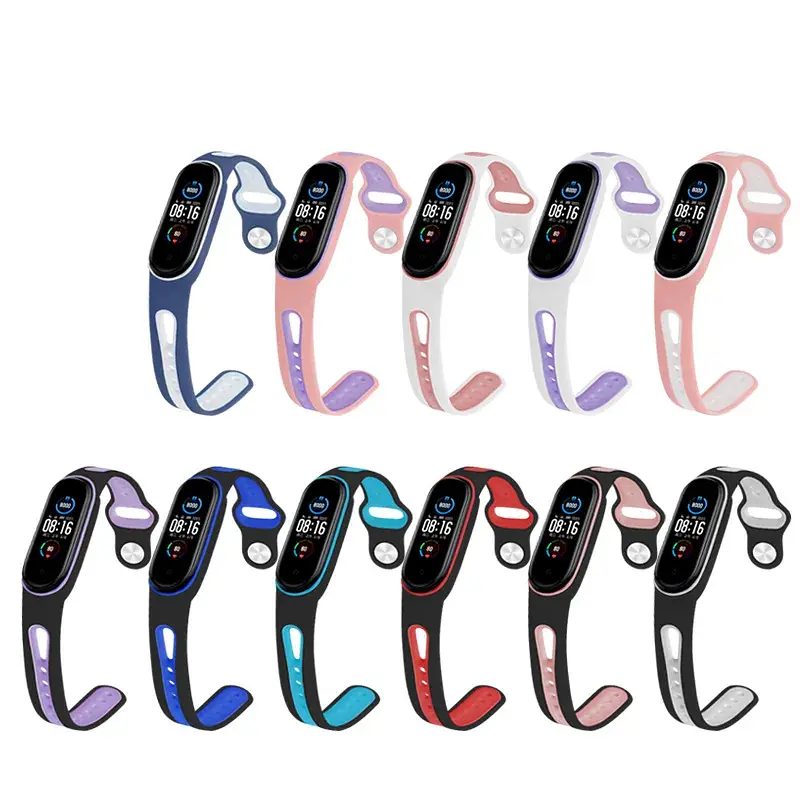 Ремешок BeCover Sport Style для Xiaomi Mi Smart Band 5/Mi Smart Band 6/Mi Smart Band 7 White-Pink (705174) - фото 2