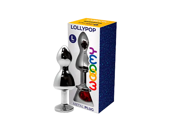 Анальна пробка з кристалом Wooomy Lollypop Double Ball Metal L, 10.5 см (червоний) - фото 4