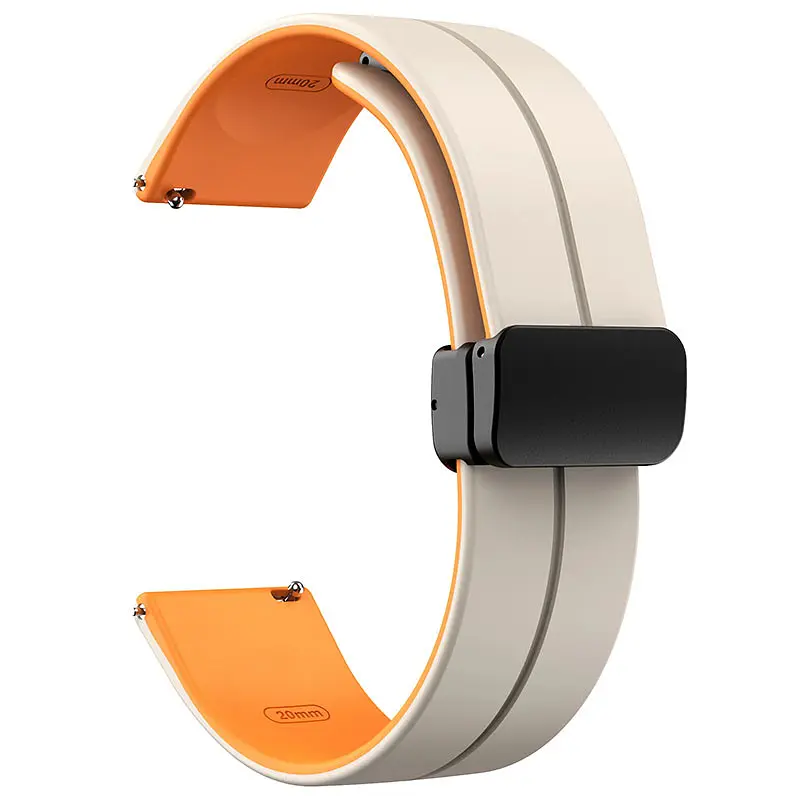 Силіконовий ремінець Classy для Smart Watch 20mm White / Orange - фото 2