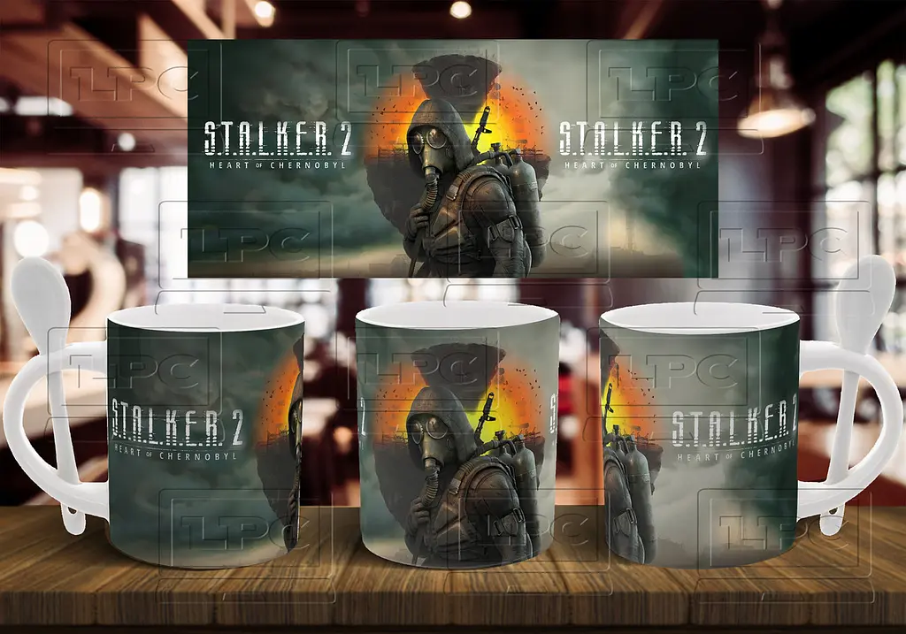 Чашка "Stalker 2 " 330 мл Біла з ложкою