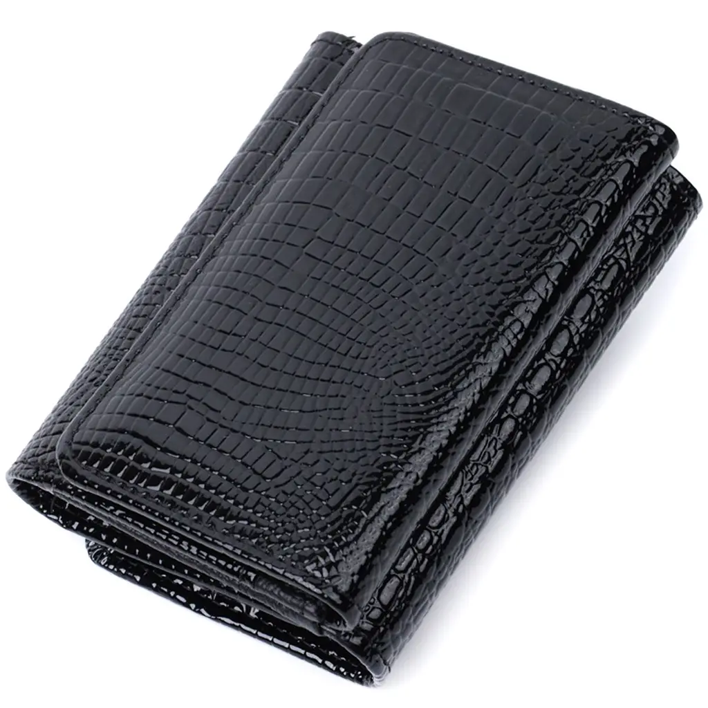 Жіночий стильний гаманець із фактурної натуральної шкіри ST Leather 22732 чорний - фото 2