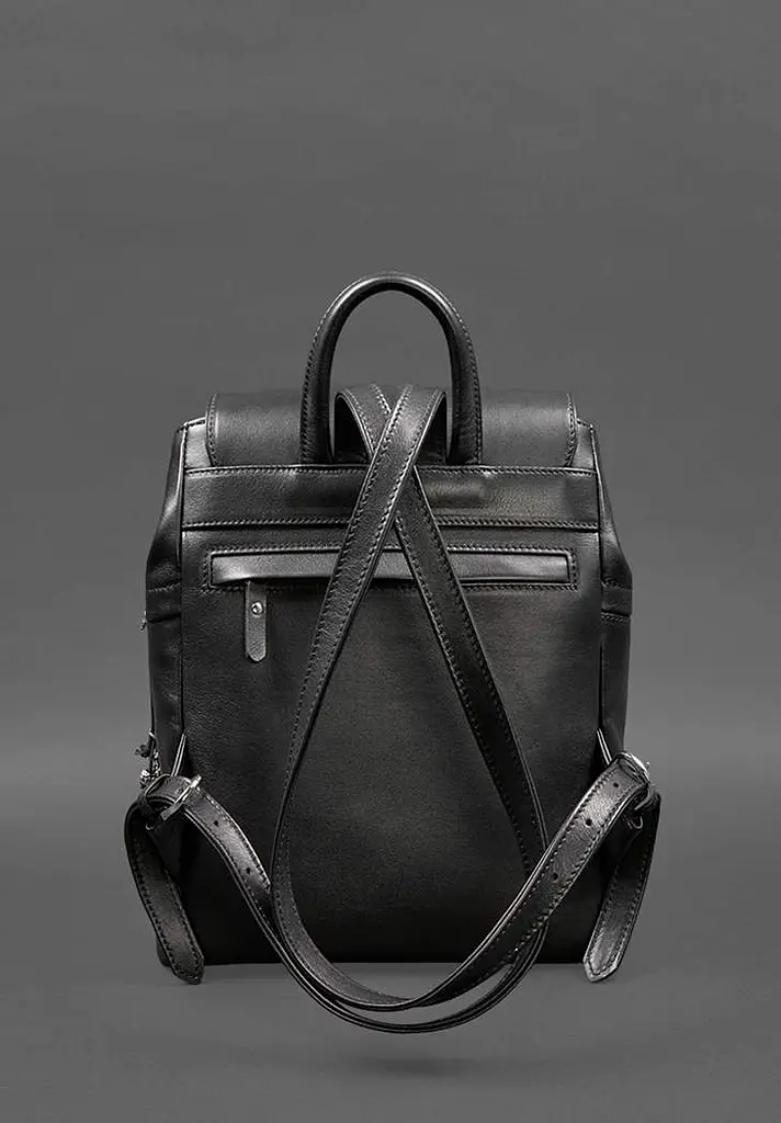 Кожаный женский рюкзак Олсен черный краст - фото 5