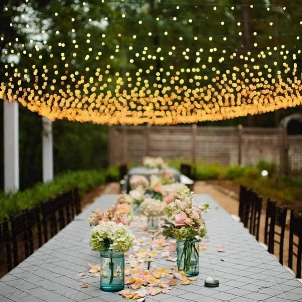 Gresonic 104 LED 1 м x 1,2 м Світло Сітчаста фіранка гірлянда Fairy Lights Тепле біле декоративне світло Для внутрішнього - фото 5
