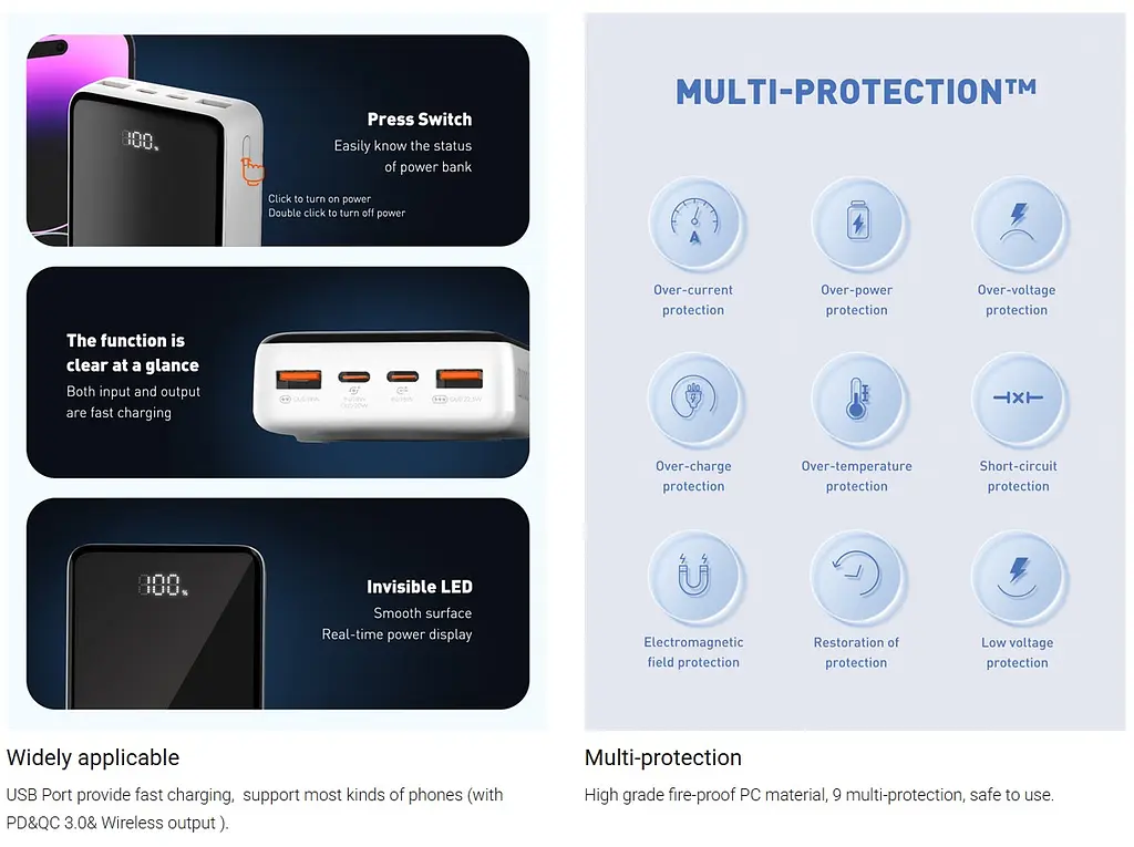 Повербанк Powerbank LogicPower LPPQ18 20000 mAh MagSafe QC PD 22.5W - фото 6