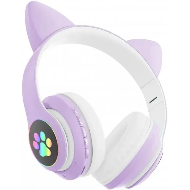 Бездротові навушники Cat ear VZV-23M/7805 Bluetooth з вушками LED Фіолетові - фото 2