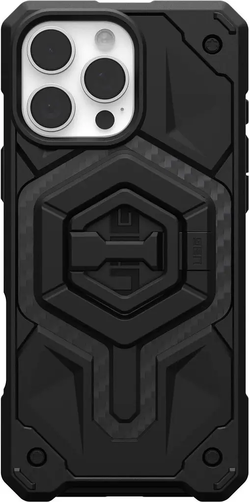 Чохол UAG Monarch Pro with MagSafe + Magnetic Ring для Apple iPhone 16 Pro Max (1144571BV01) Carbon Fiber/Black Stand