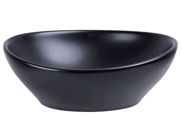 Раковина накладна Qtap Dove 415x340x140 мм, Matt Black, овальна, без донного клапана QT06116062AMB - фото 2